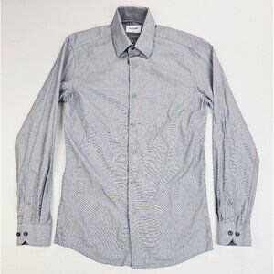 Duchamp London Size 14.5 Small Tailored Fit Gray Long Sleeve Cotton Shirt